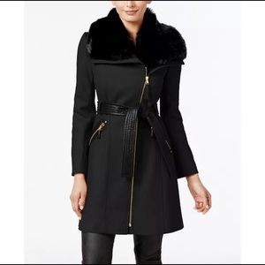 Via Spiga Fur Lined Belted Coat